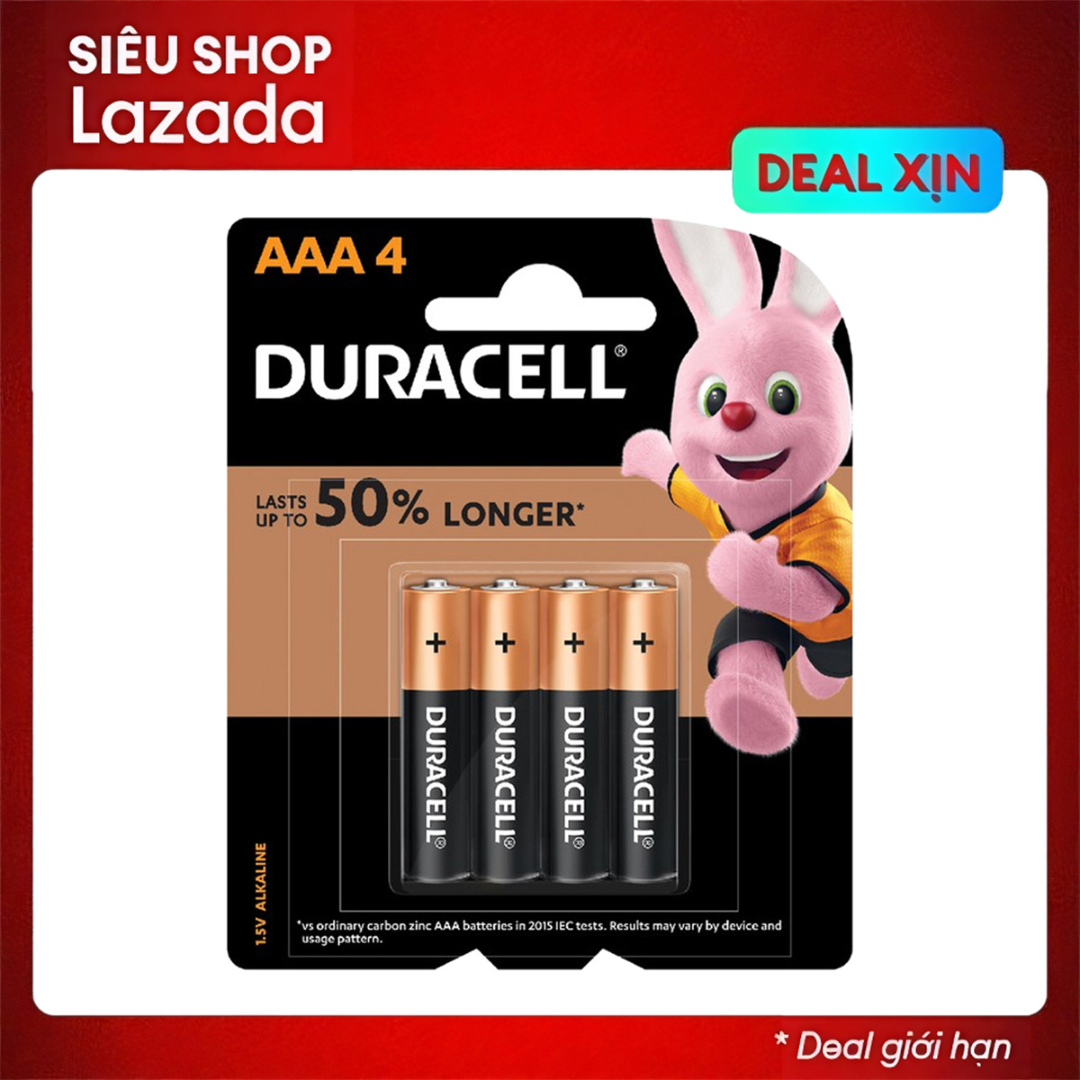 Vỉ 4 pin đũa AAA Duracell Coppertop dung lượng cao phân phối chính hãng