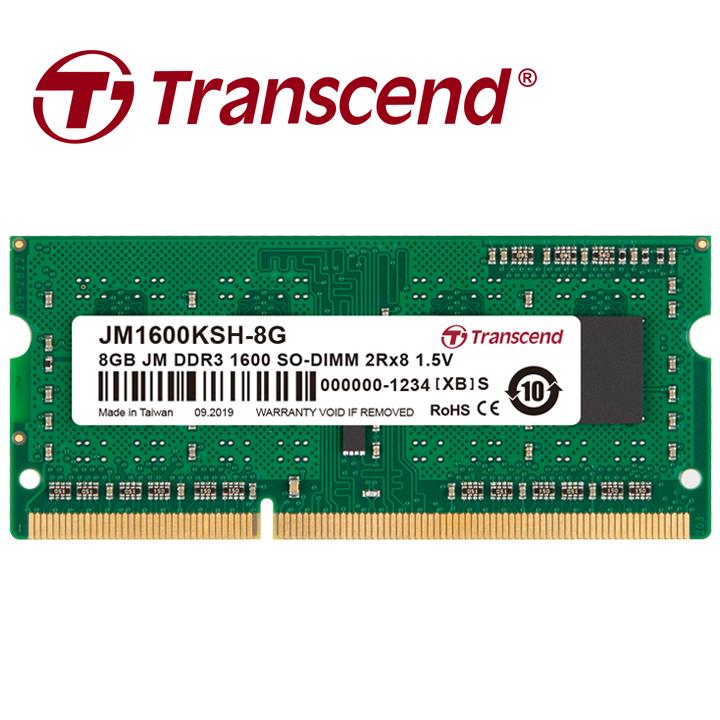 RAM Laptop Transcend 8GB DDR3 JetRAM 1600Mhz SO-DIMM 2Rx8 (512Mx8)x16 - Hàng Chính Hãng