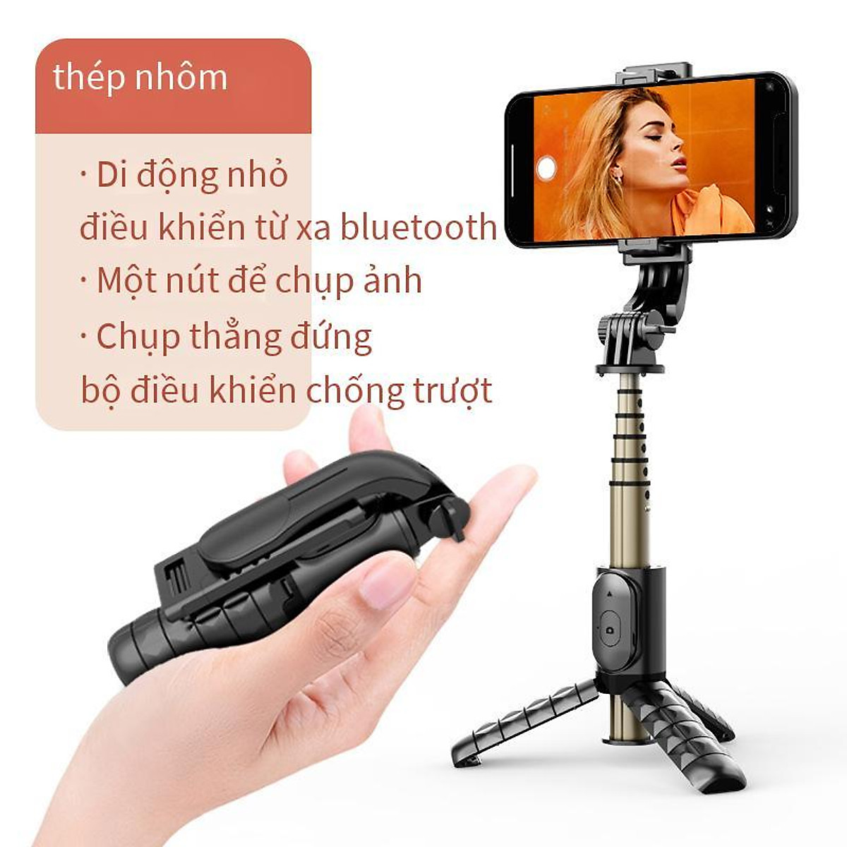 Gậy Chụp Ảnh Selfie Q10S Livestream 3 Chân Có Đèn Led Và Điều Khiển Từ Xa Bluetooth