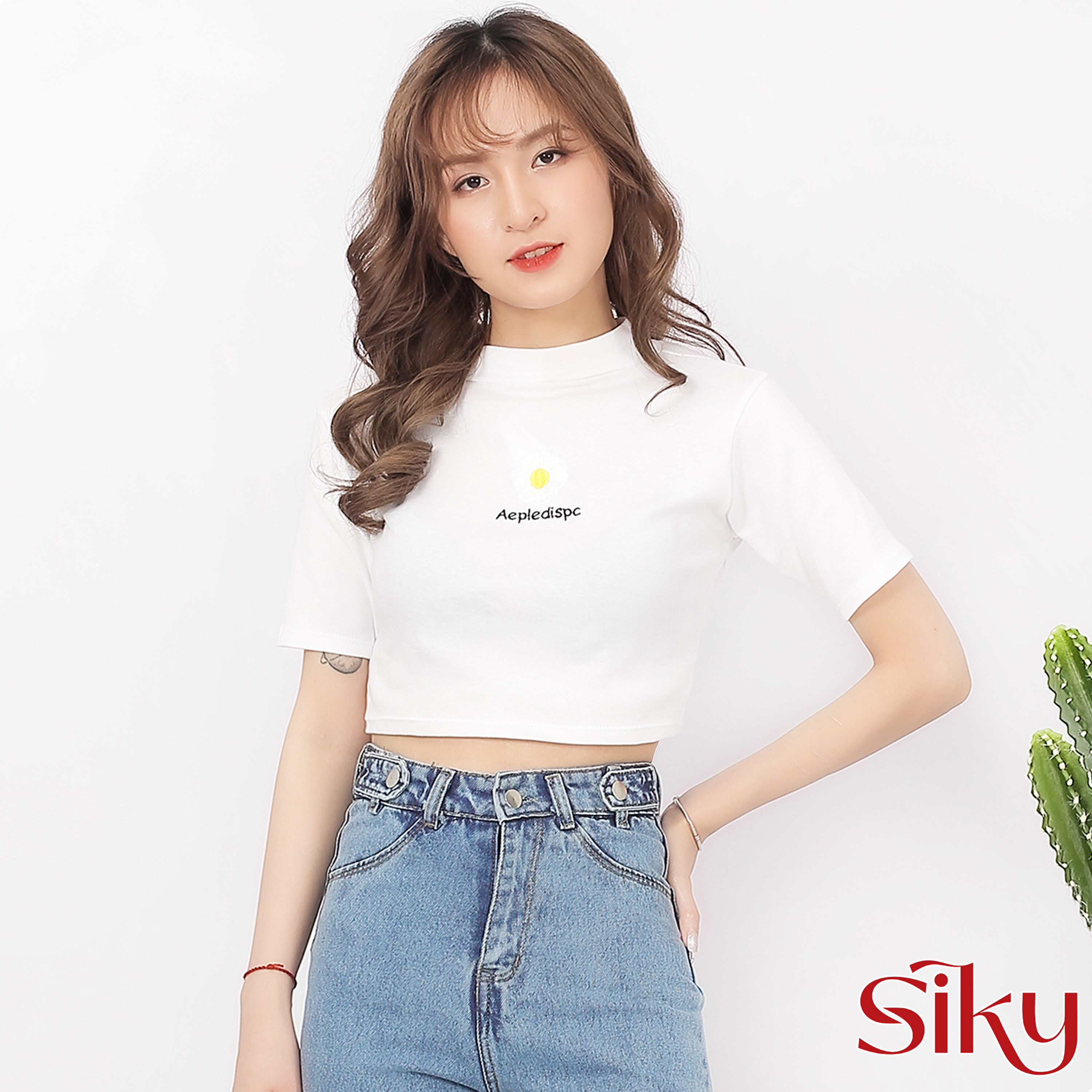Áo croptop nữ hoa cúc body - A03