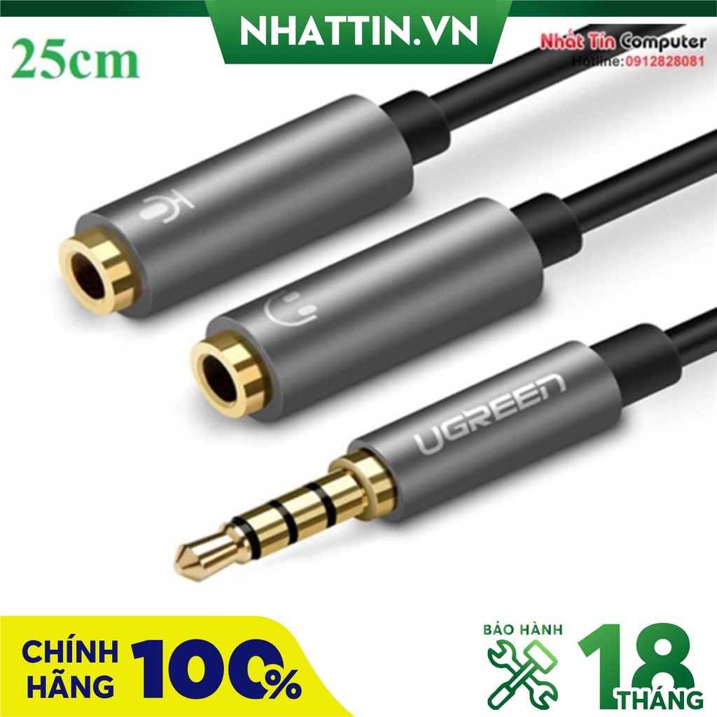 Cáp chia audio 3.5mm ra 2 đầu 3.5mm loa và mic ugreen 30619 - phân phối chính hãng