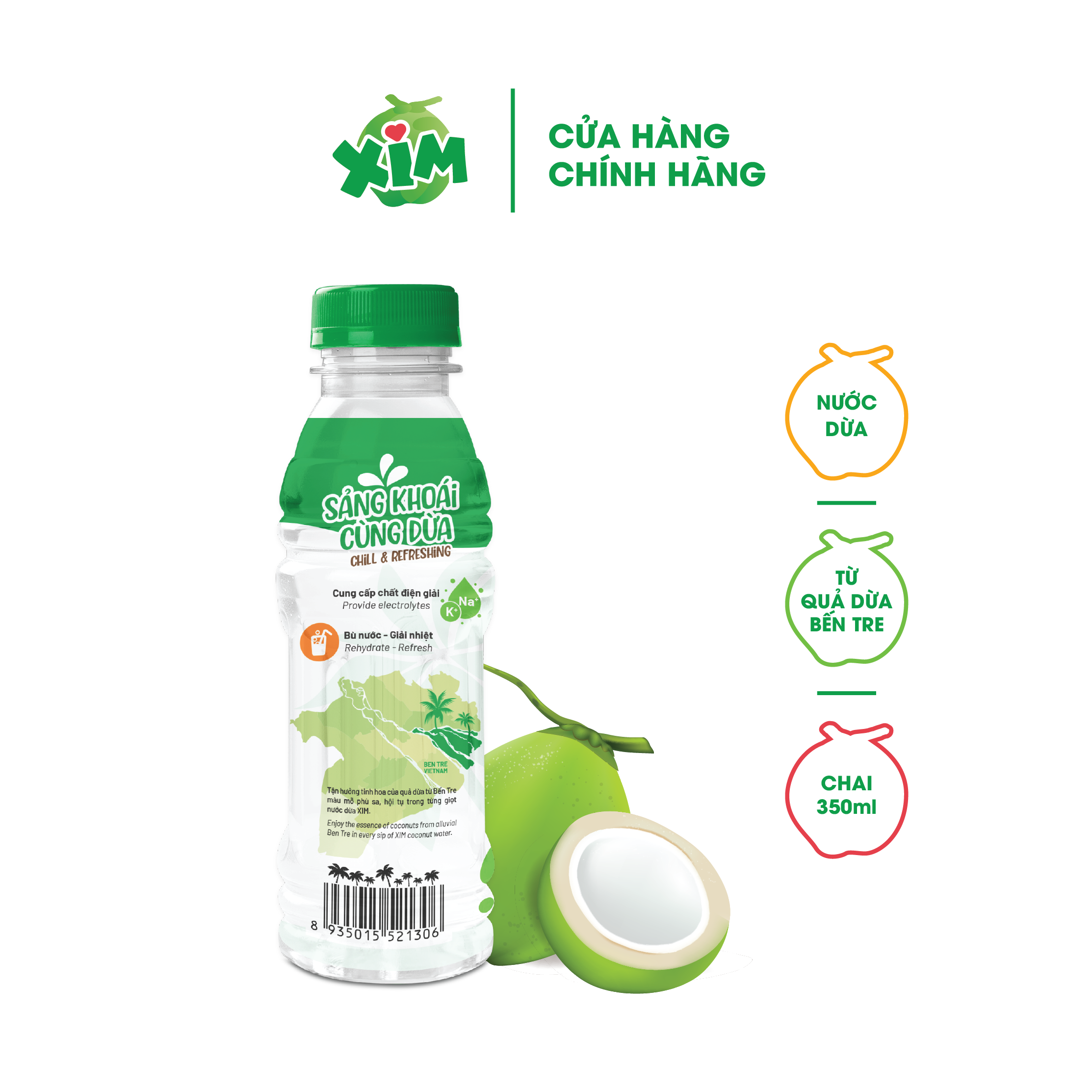 [HSD:T10/2025]Combo 6 Chai Nước Dừa Xim Chai PET 350ml