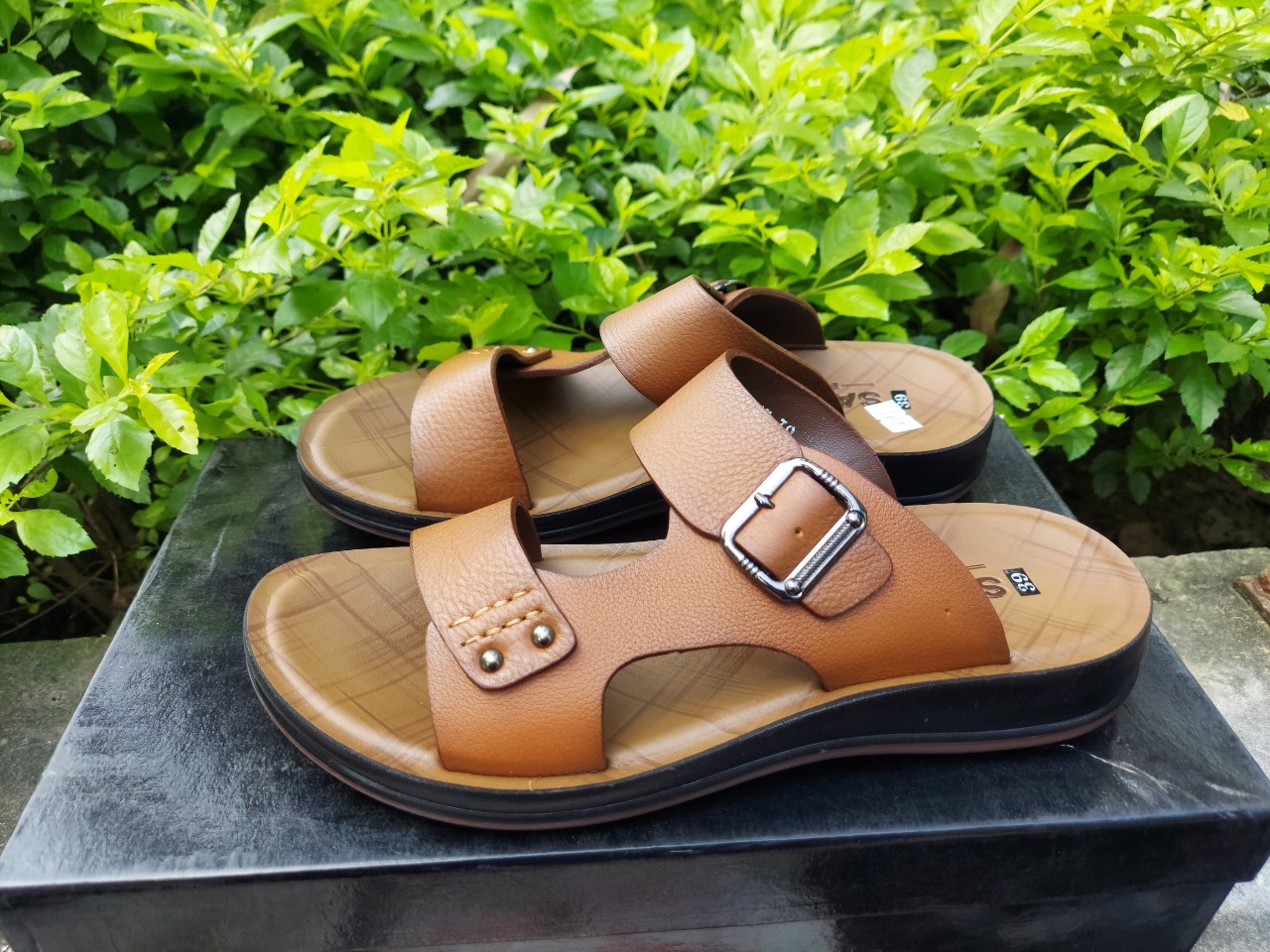 Dép xăng đan da bò mềm đế cao 4cm