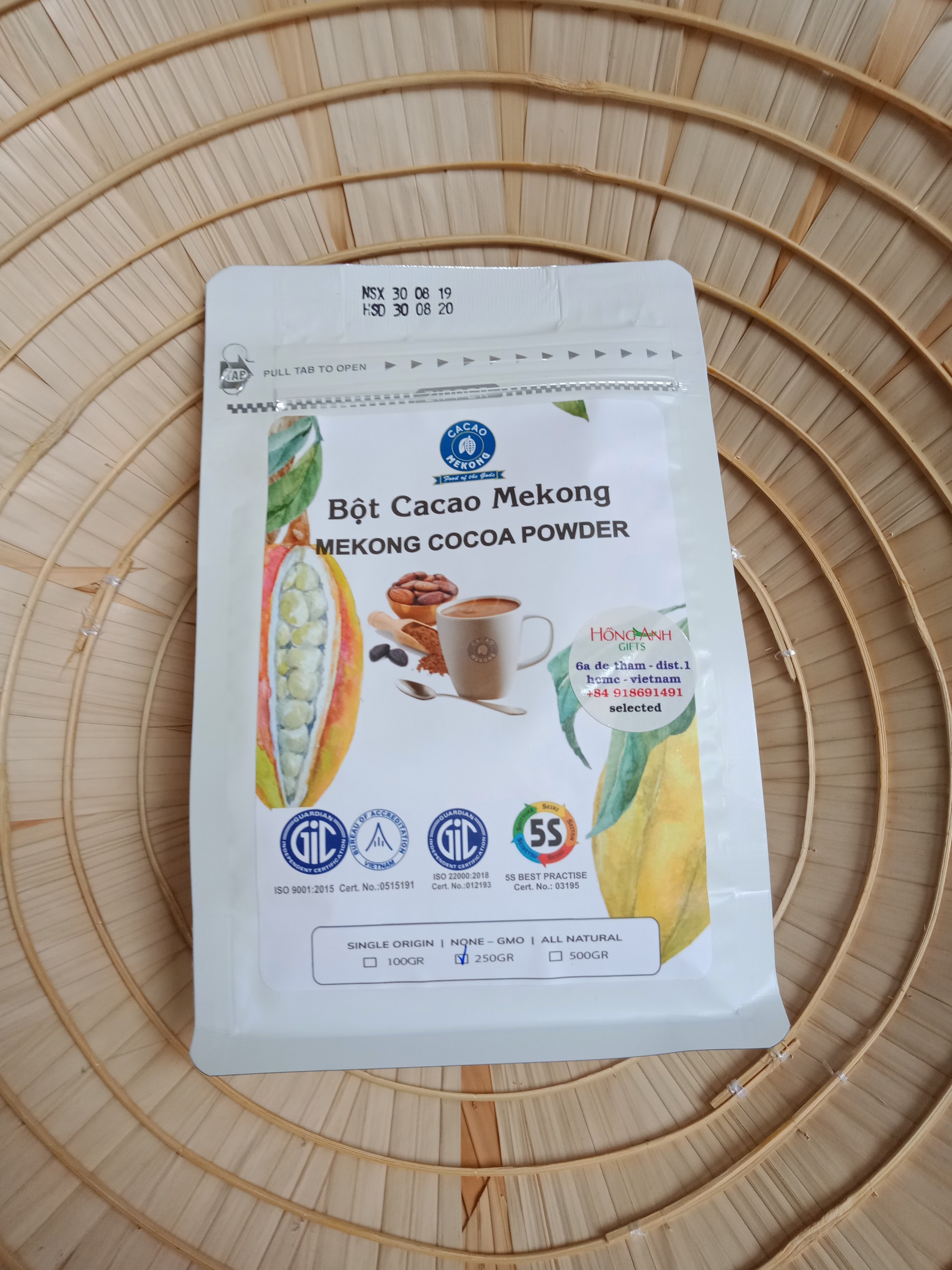 Ca cao Mekong Trà Vinh ( 100% nguyên chất với trên 25% hàm lượng bơ ) - TÚI 250G
