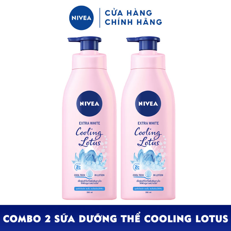 Combo 2 Sữa Dưỡng Thể Dưỡng Trắng Mát Lạnh NIVEA Cooling Lotus (350ml) - 85735 nhập khẩu