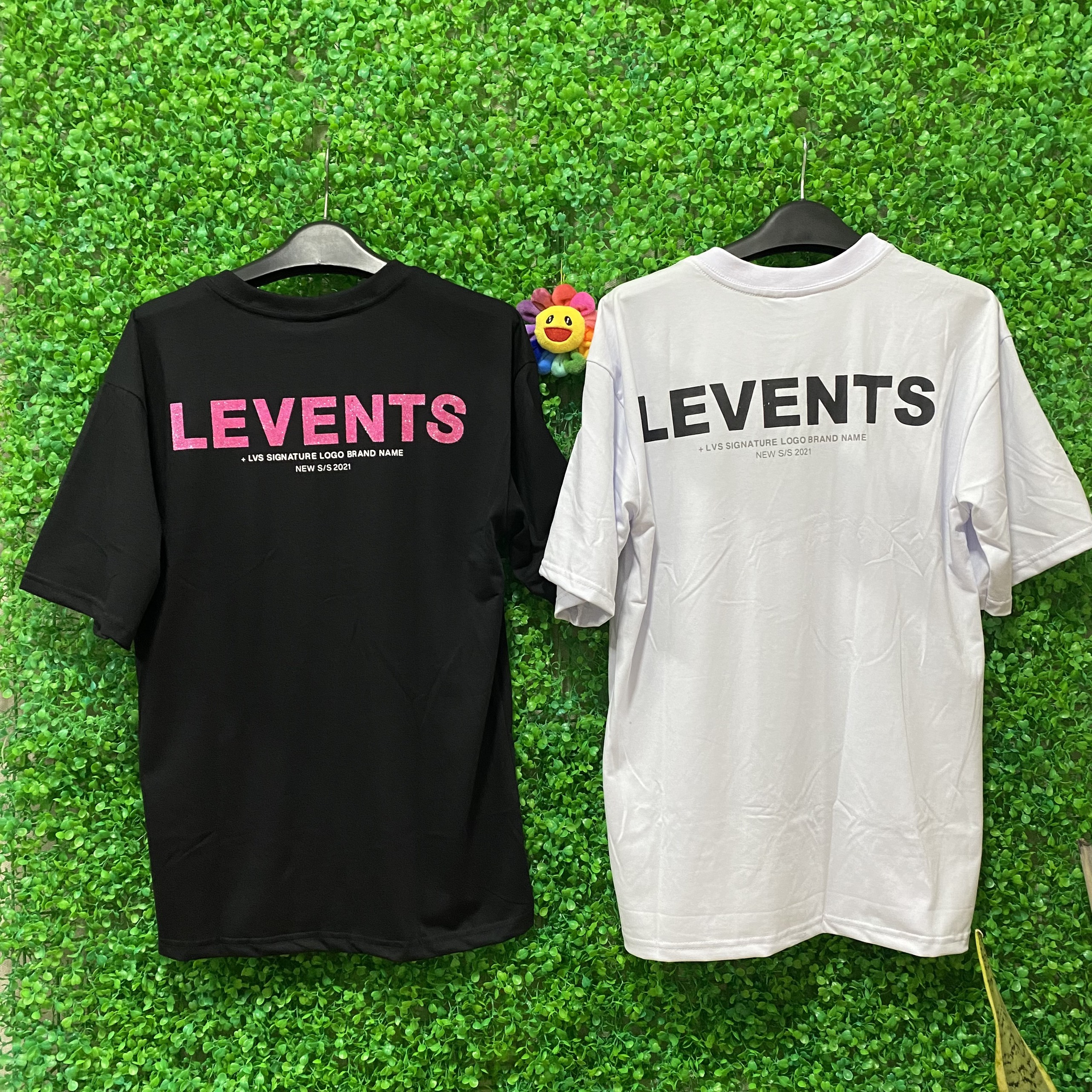 Áo thun tay lỡ Levents XL Logo màu đen phong cách unisex nam nữ form áo từ 40kg đến 90kg chất vải cotton dày mịn có đầy đủ tag Thời trang Unisex HCM AL154