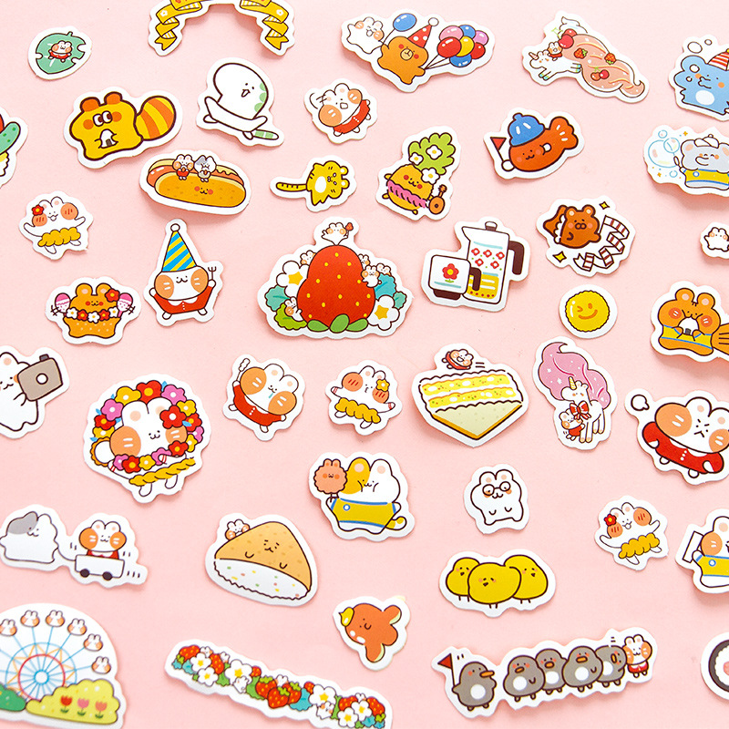[6 Mẫu] Bộ 40 Miếng Dán Sticker Hình Thỏ Siêu Đáng Yêu