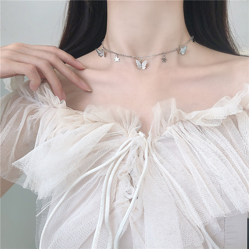 [HCM]Vòng cổ chocker bướm xinh xắn bạc