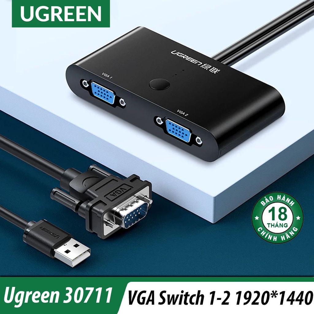 Bộ chuyển mạch vga 2 vào 1 ra ugreen 30711 chính hãng