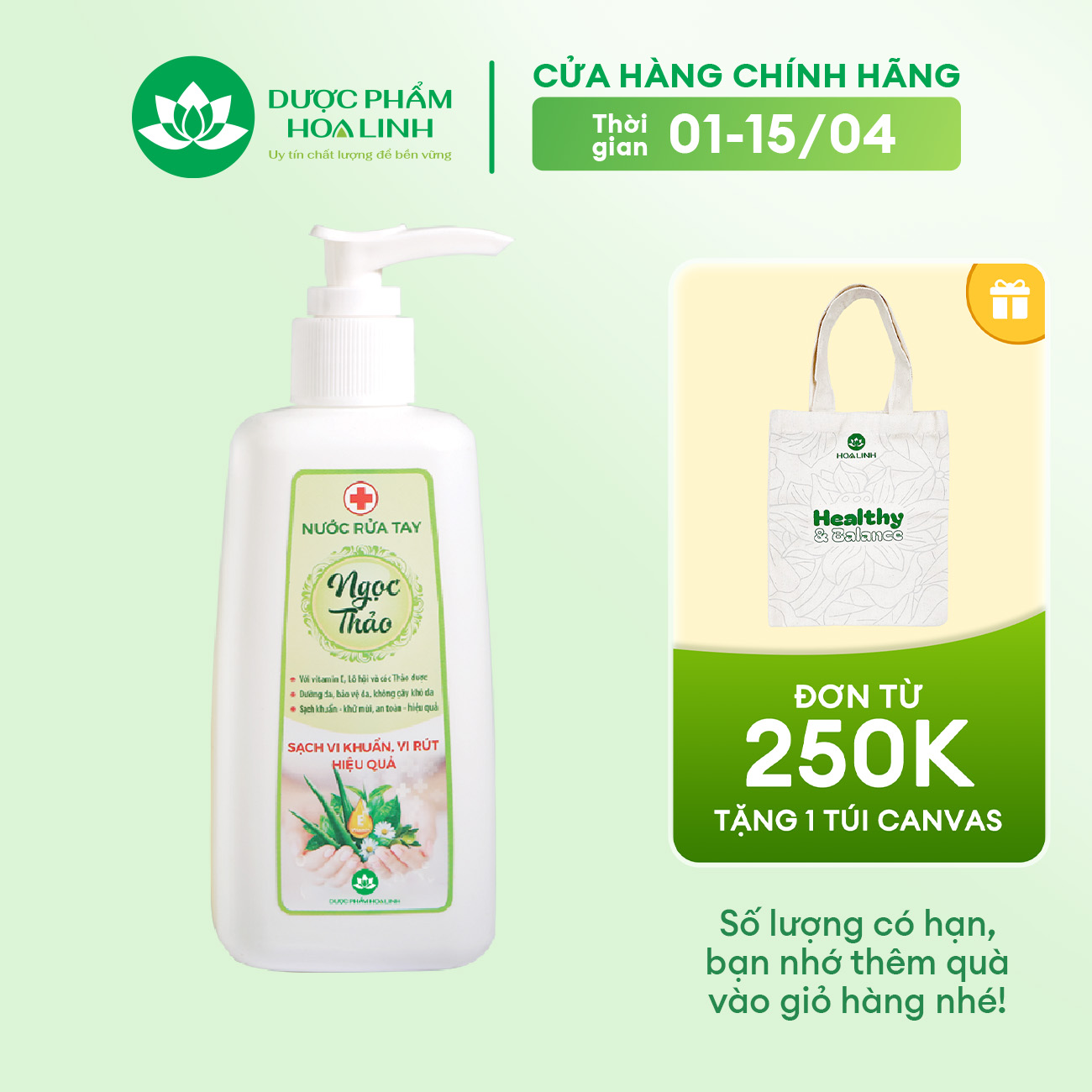 Nước rửa tay thảo dược Ngọc Thảo 230ml