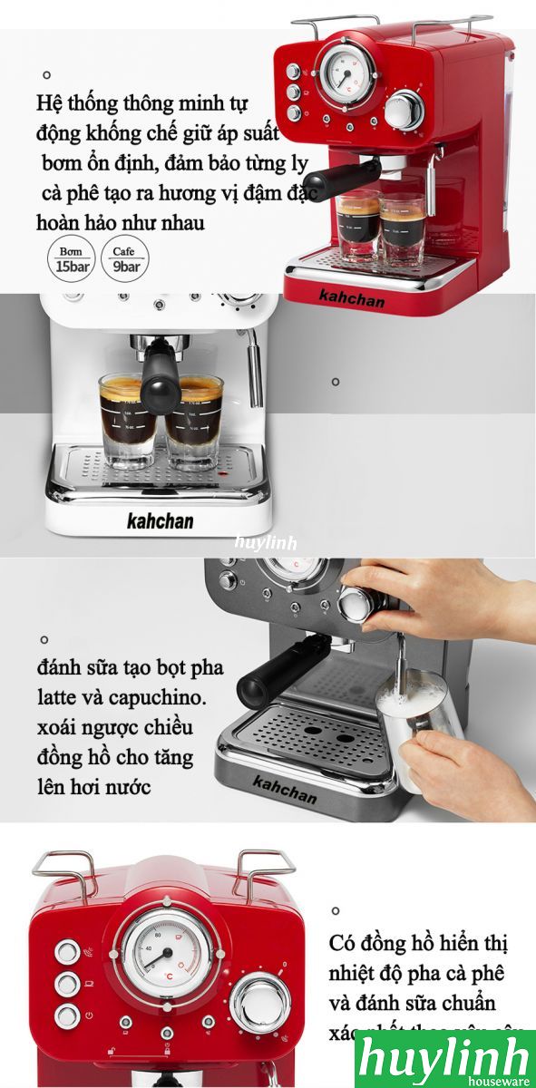 [HCM][Trả góp 0%]Máy pha cà phê Kahchan EP9139 - espresso - cappuccino