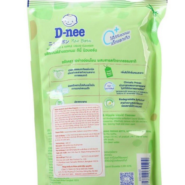 Combo 3 bịch Nước rửa bình sữa Dnee thái lan dạng bịch