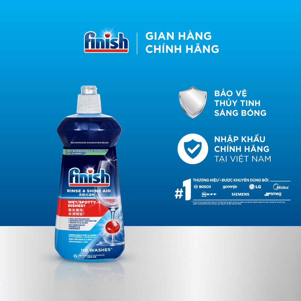 Nước Làm Bóng Chén Bát Finish Rinse & Shine Aid - chai 500ML