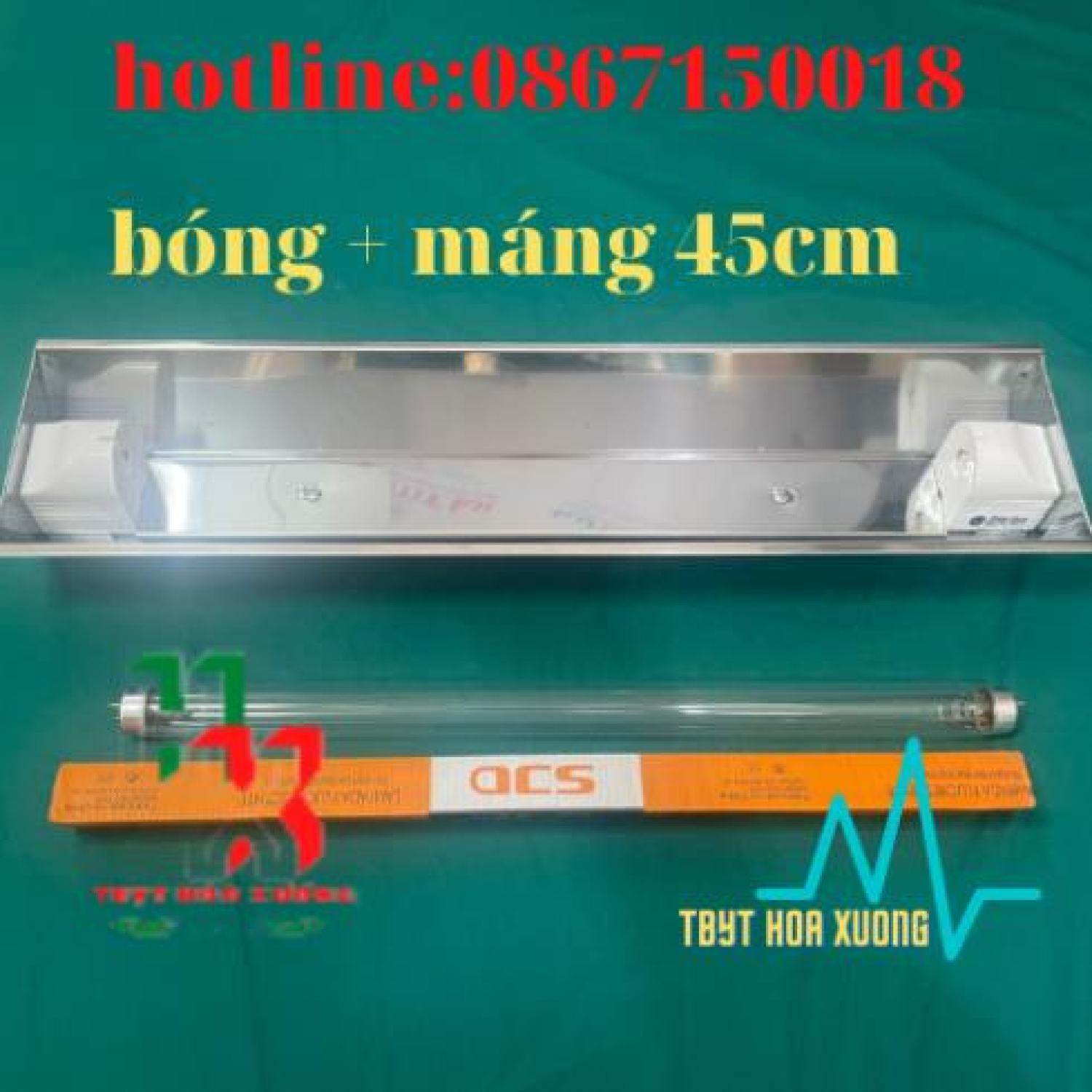 [Com Bo Máng + Bóng UV 45cm ] Đèn Cực Tím Diệt Khuẩn Không Khí - Inox