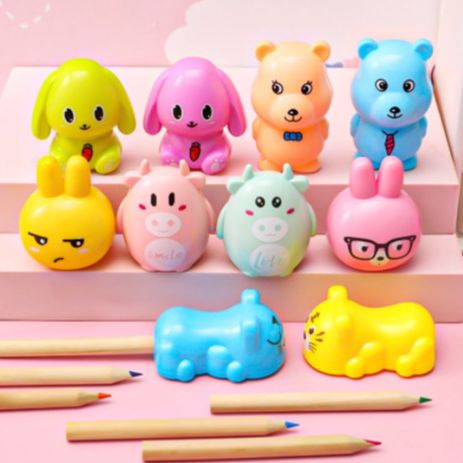 2 x cute dog & bones pencil sharpener set