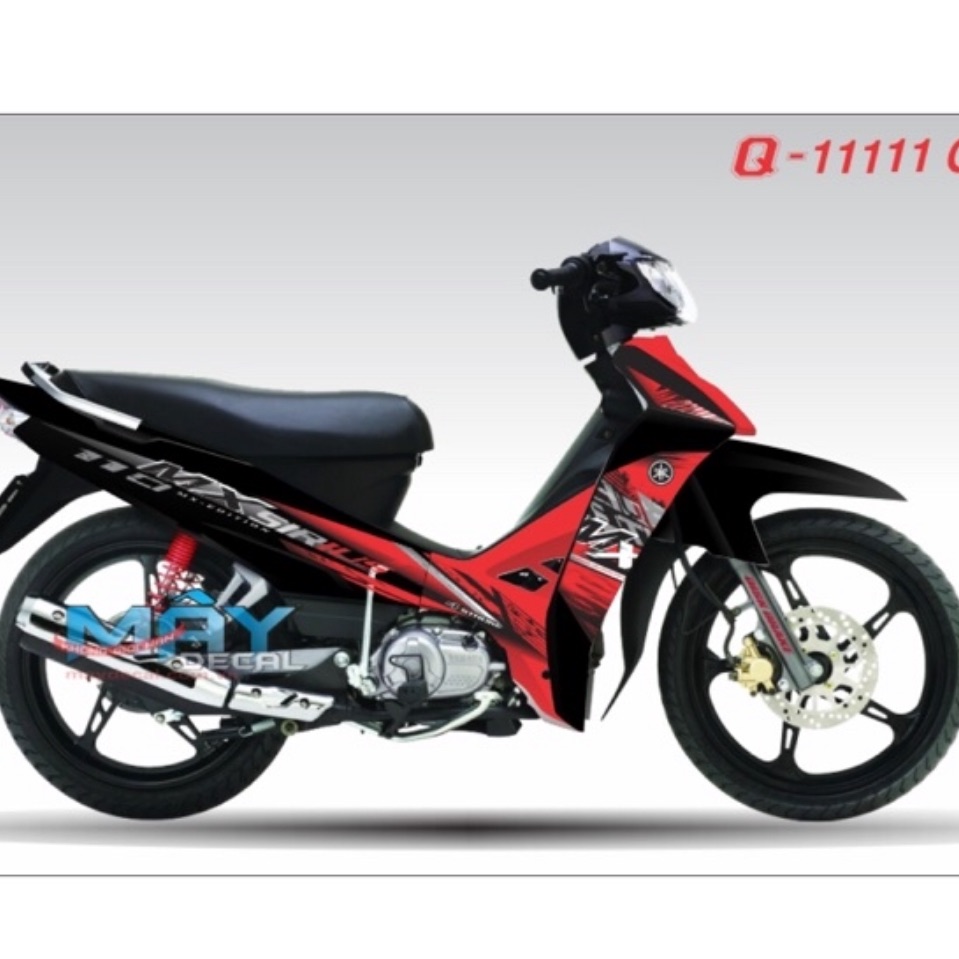 Tem rời dán xe sirius Mx đỏ đen