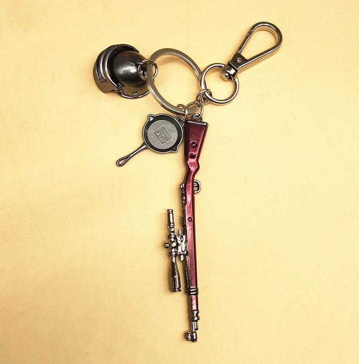Combo Móc Khóa Mô Hình PUBG Nhỏ (Kar98, Mũ 3, Chảo)