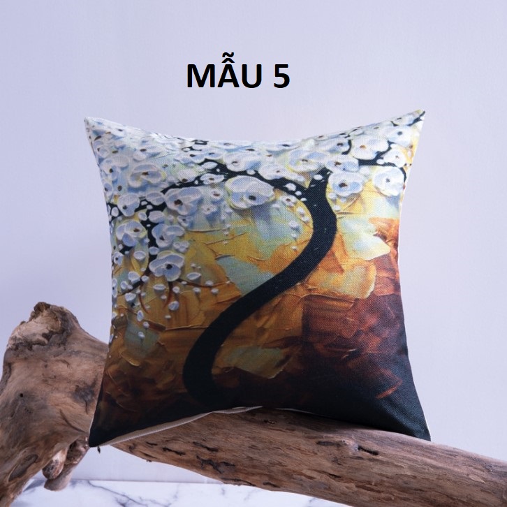 Vỏ gối tựa lưng gối sofa in cây hoa 3D