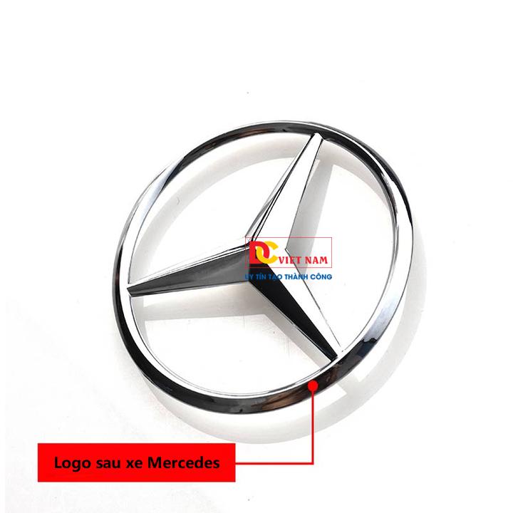 Logo biểu tượng sau xe Merce.des hình ngôi sao 3 cánh đường kính 90mm