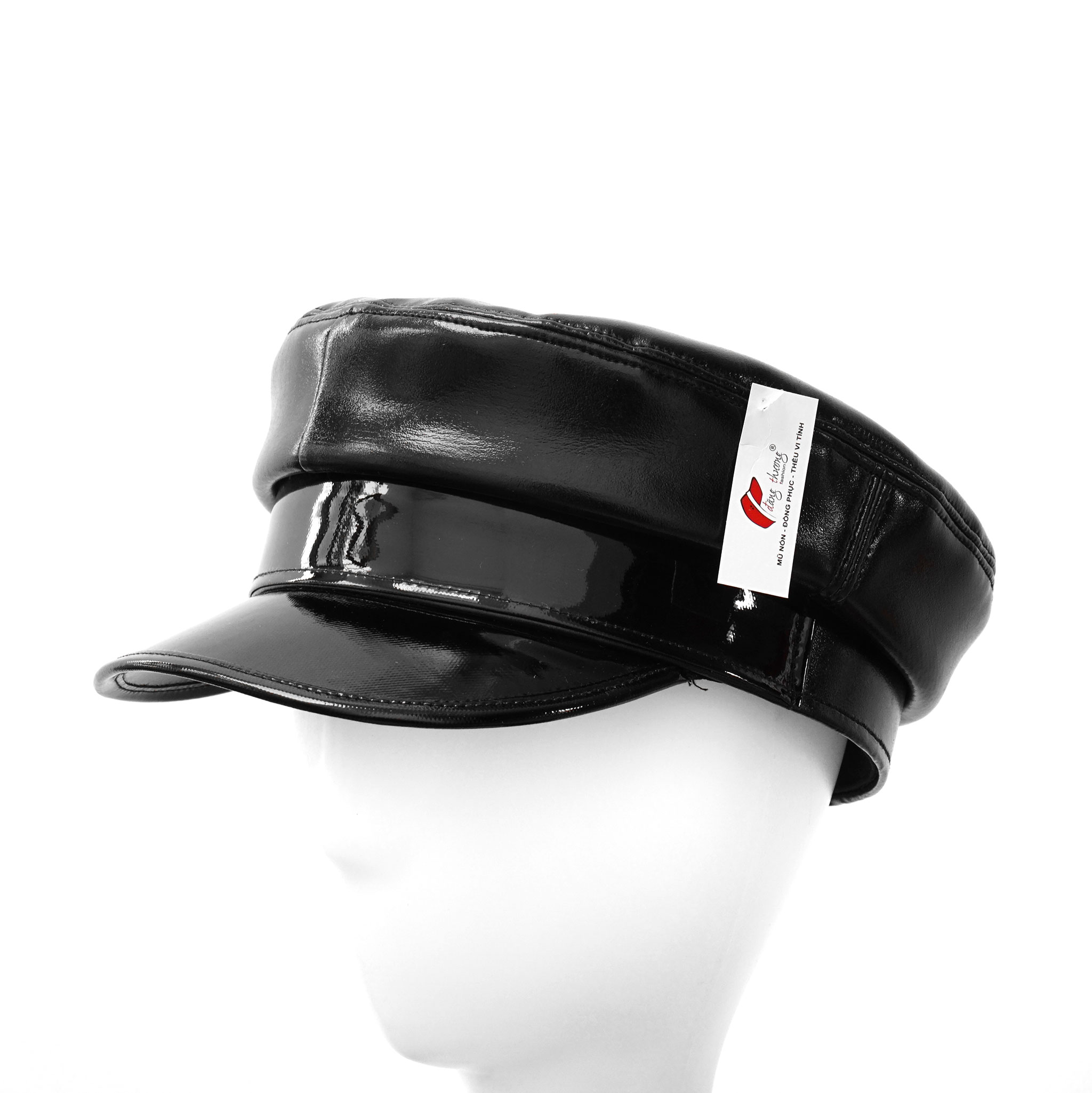 Mũ nón lưỡi trai Baker boy cap màu đen da Pu form dáng RB