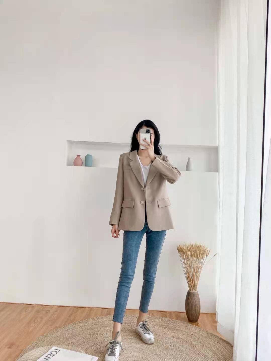 (ẢNH THẬT) Áo blazer màu be 2 lớp, áo khoác blazer vest nữ AVS01, áo khoác blazer hàn quốc, AMELIA, áo khoác nữ, áo blazer dài tay from rộng, áo blazer ulzzang, áo vest hàn quốc đi học, áo vest công sở, áo vest nữ, áo vest blazer nữ