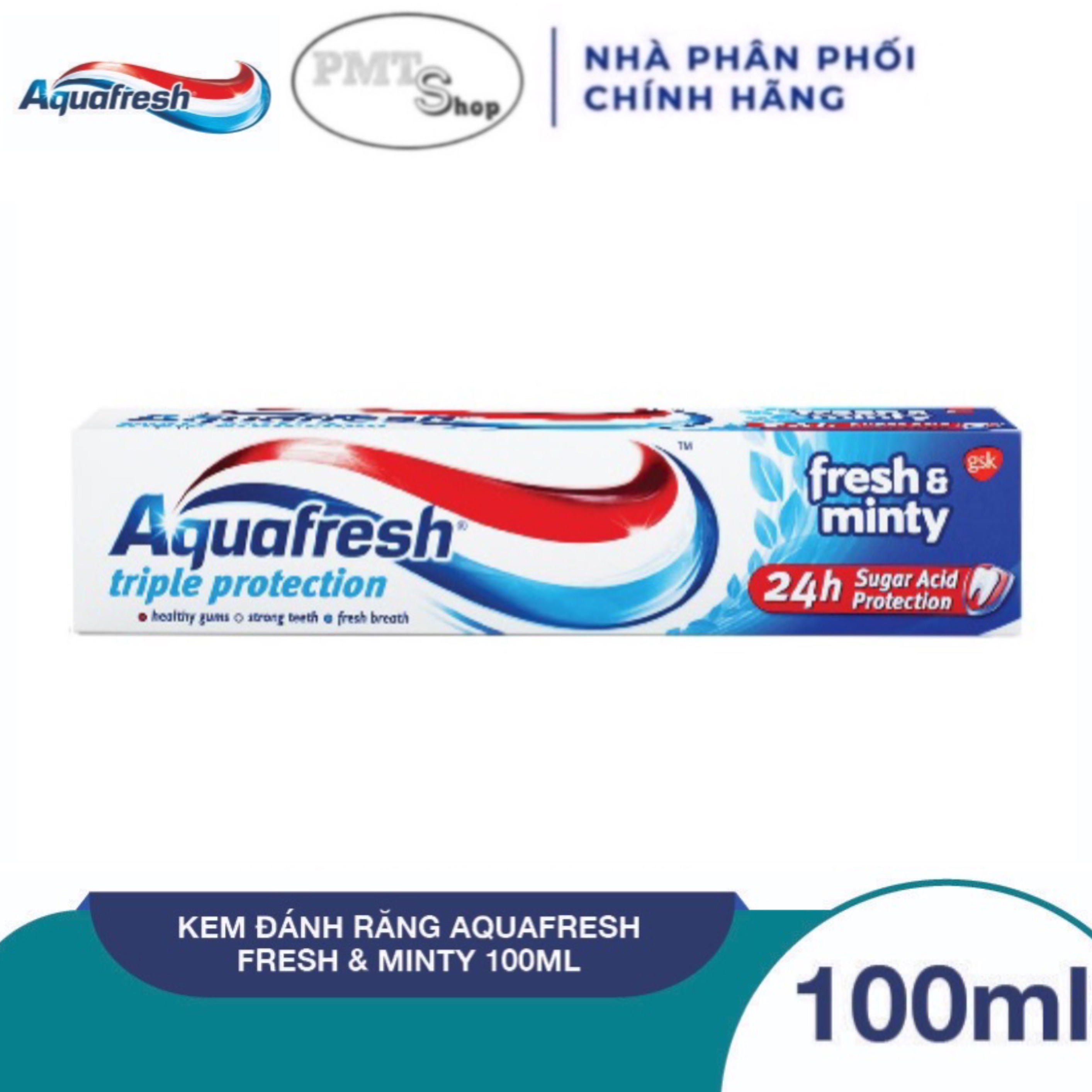 Kem đánh răng Aquafresh Fresh & Minty 100ml hương bạc hà thơm mát
