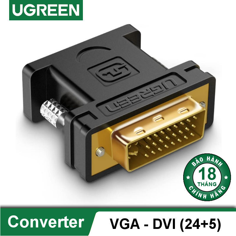 Bảng giá Đầu chuyển đổi DVI 24+5 đực sang VGA (15 chân) cái UGREEN 20122 - Hãng phân phối chính thức Phong Vũ