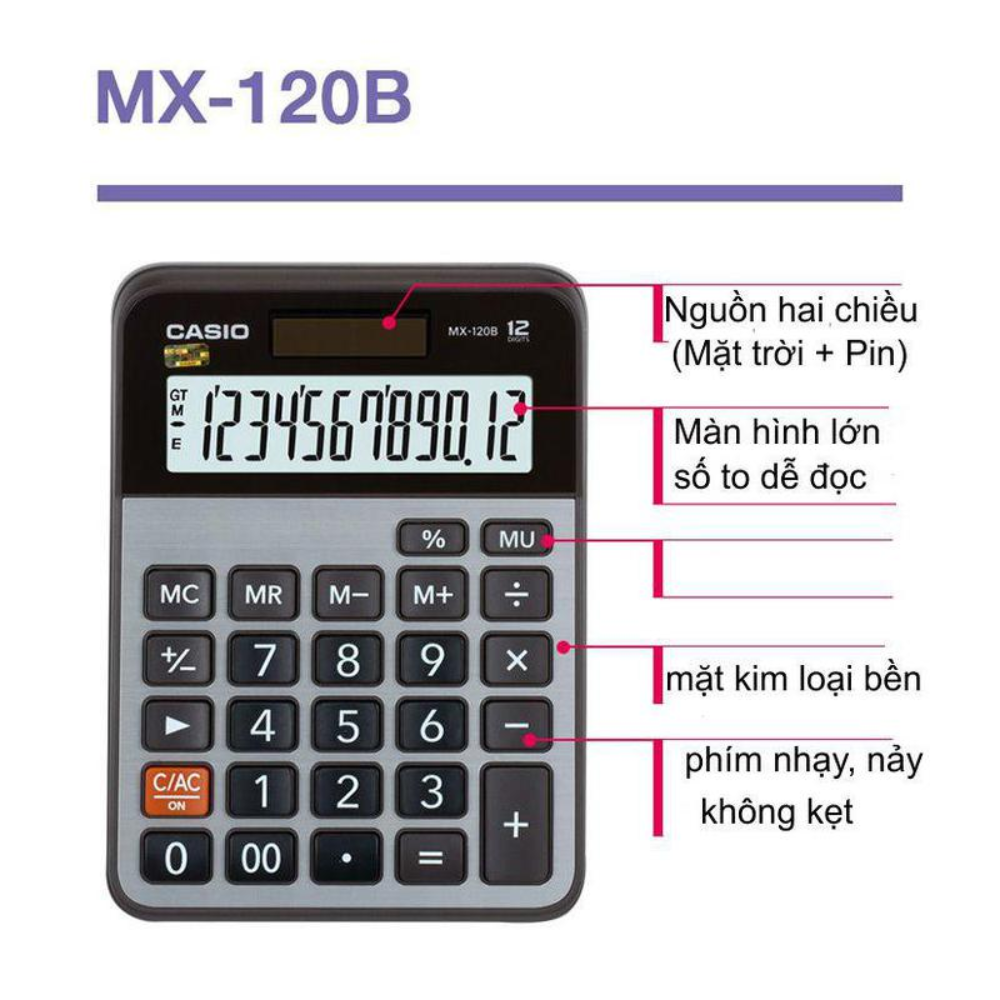 Computer portable Casio MX 120b with keys designed plastic makes it easy surface metal withstand strong impact