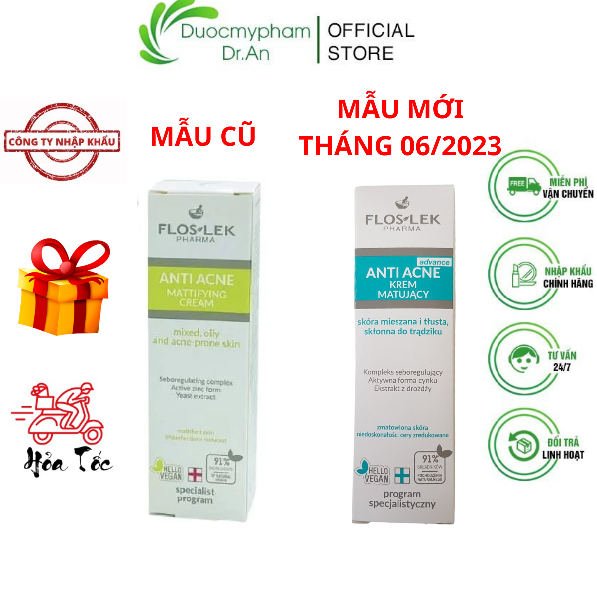Imports-cream oil control and regulate sebum secretion floslek anti acne Mattifying Cream moisturizing, soothing Skin, prevent acne-duocmyphamdran