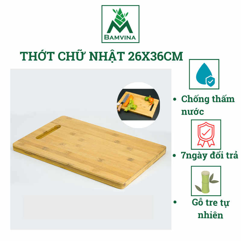 Thớt tre chữ nhật BAMVINA (36x26cm)