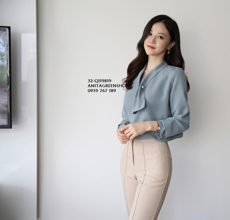 Áo so mi lụa công sở q119819