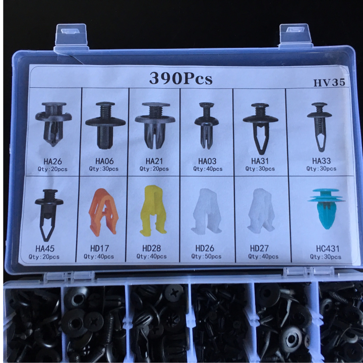 Hộp chốt nhựa ô tô thập cẩm các loại 390 chi tiết -- Zeni Auto