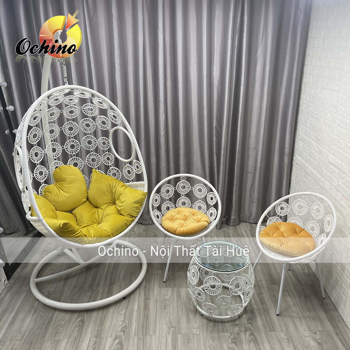 Bộ xích đu đơn mẫu hoa để sân vườn cao cấp