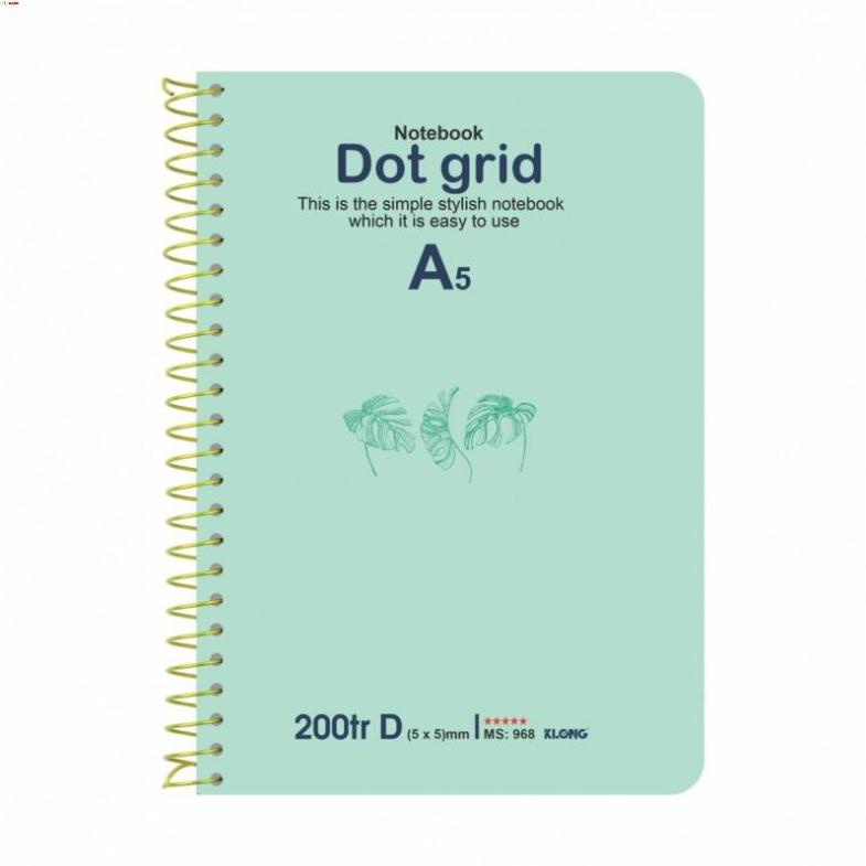 -Sổ lò xo đơn KLONG A5 Dot Grid ruột chấm 70/76; MS: 968 [Klong]
