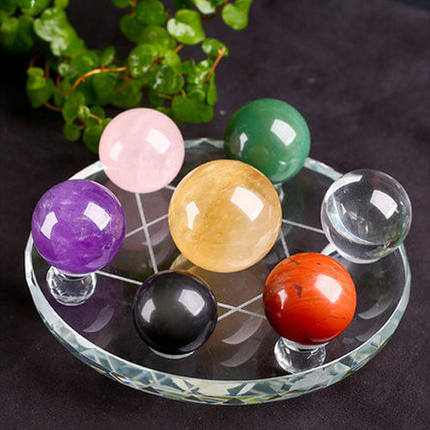 Dĩa Thất tinh trận đồ bằng đá Thạch Anh thiên nhiên size 10cm như hình