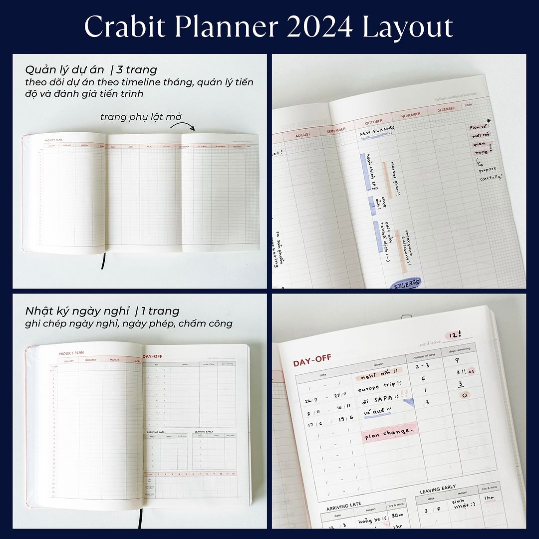 Sổ PLANNER CRABIT 2024 One Ordinary Day lập kế hoạch 12 tháng