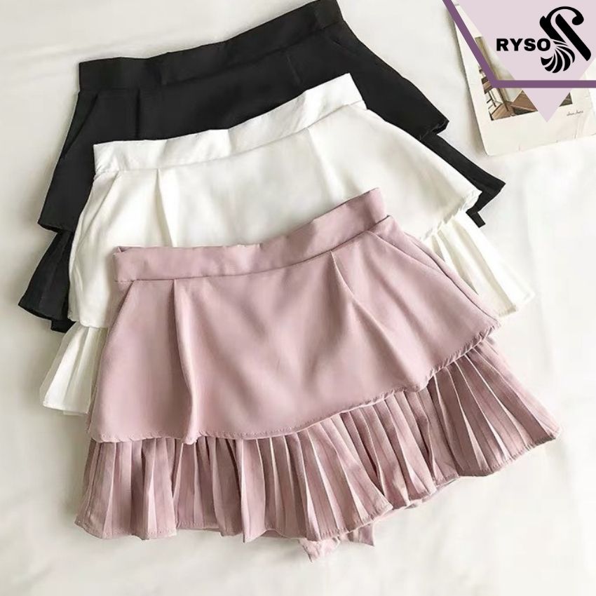 Chân Váy Tầng Xếp Li Dáng Ngắn Lưng Cao.