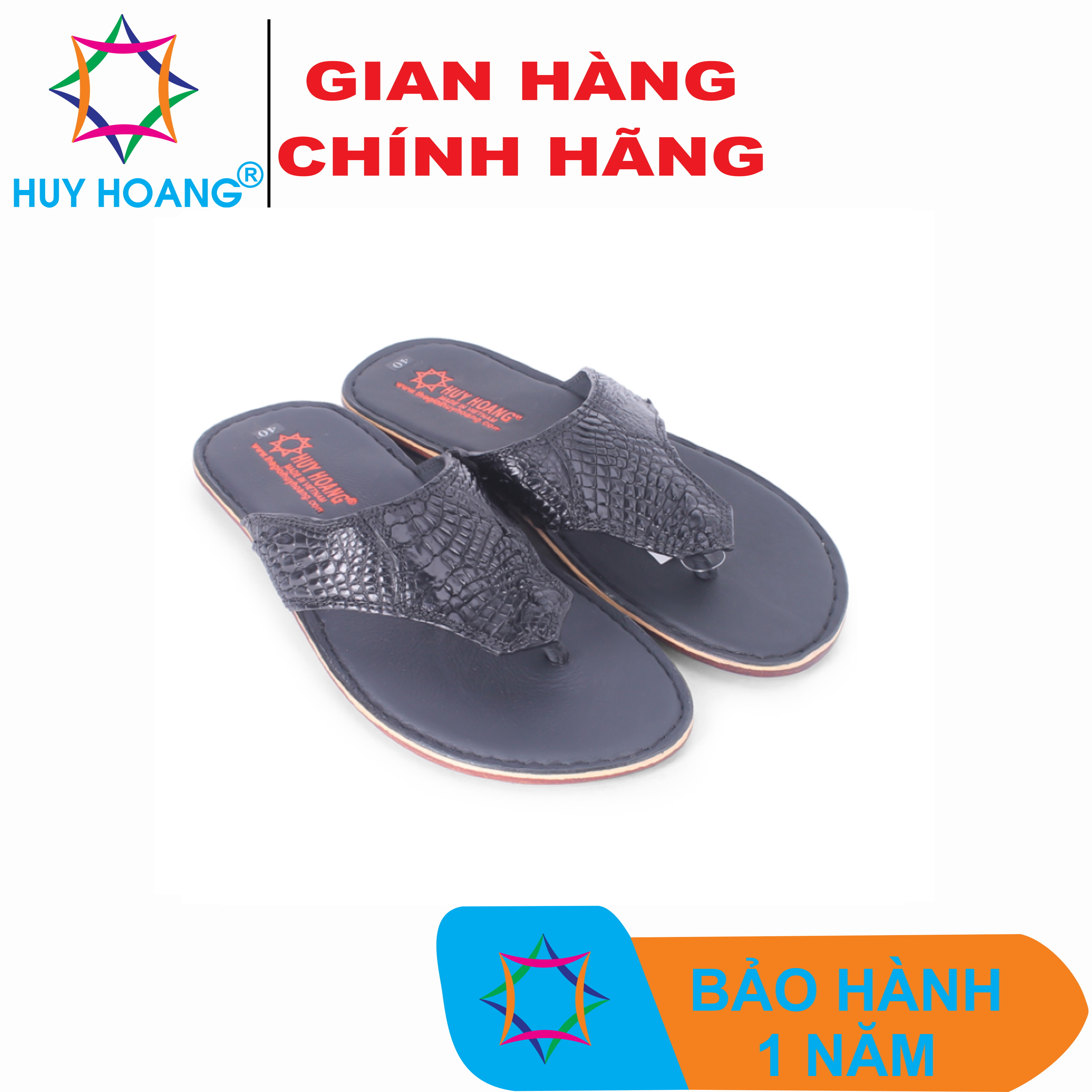 Dép nam da cá sấu màu đen TH7219