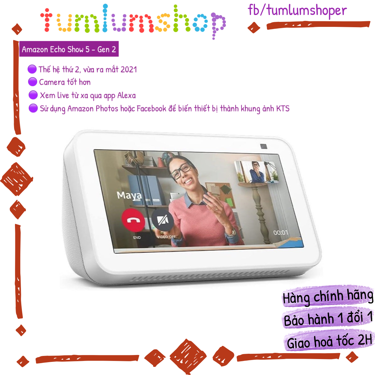 Amazon Echo Show 5 Gen 2 - Màn hình thông minh hỗ trợ Alexa bản mới 2021
