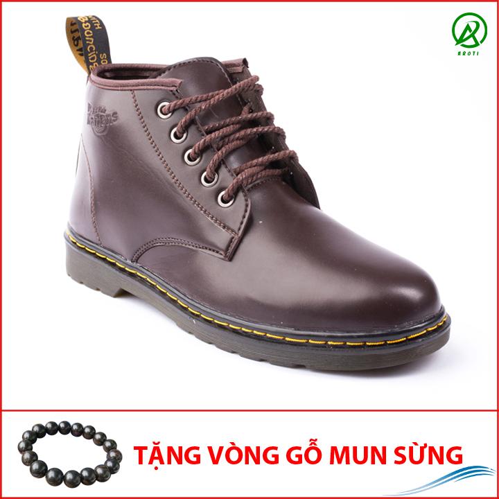 Giày dr nam cổ lửng đế khâu da trơn-m354-nau
