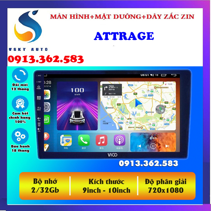 [HỖ TRỢ LẮP ĐẶT Ở HÀ NỘI] Màn hình VIGO lắp sim 4G RAM 2G ROM 32G cho xe MITSUBISHI ATTRAGE, hệ điều hành Adroid 10. tương thích với nhiều định dạng video, hình ảnh sắc nét, âm thanh trung thực - man hinh dvd xe oto