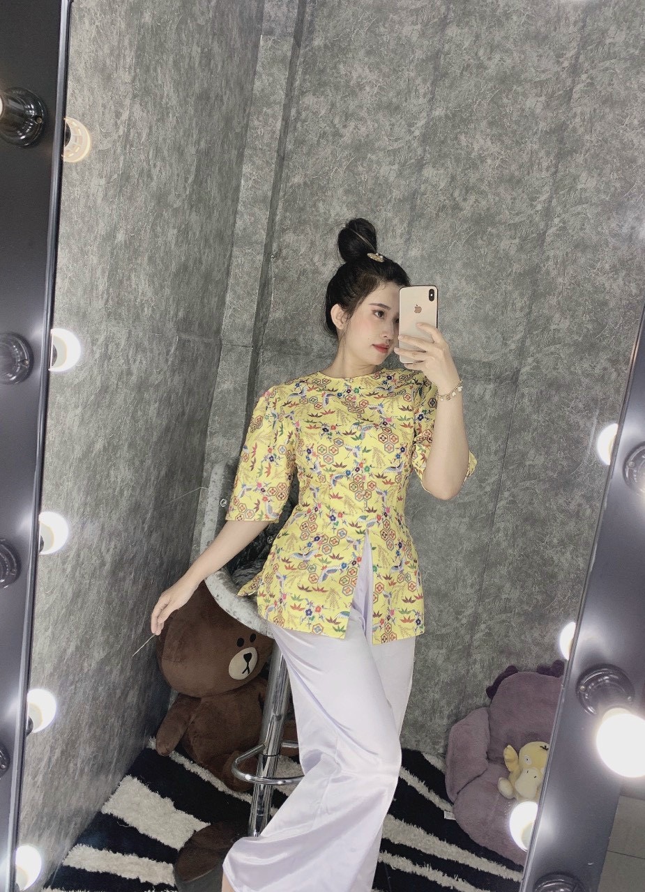 ÁO BÀ BA CÁCH TÂN LỤA GẤM DÂY KÉO