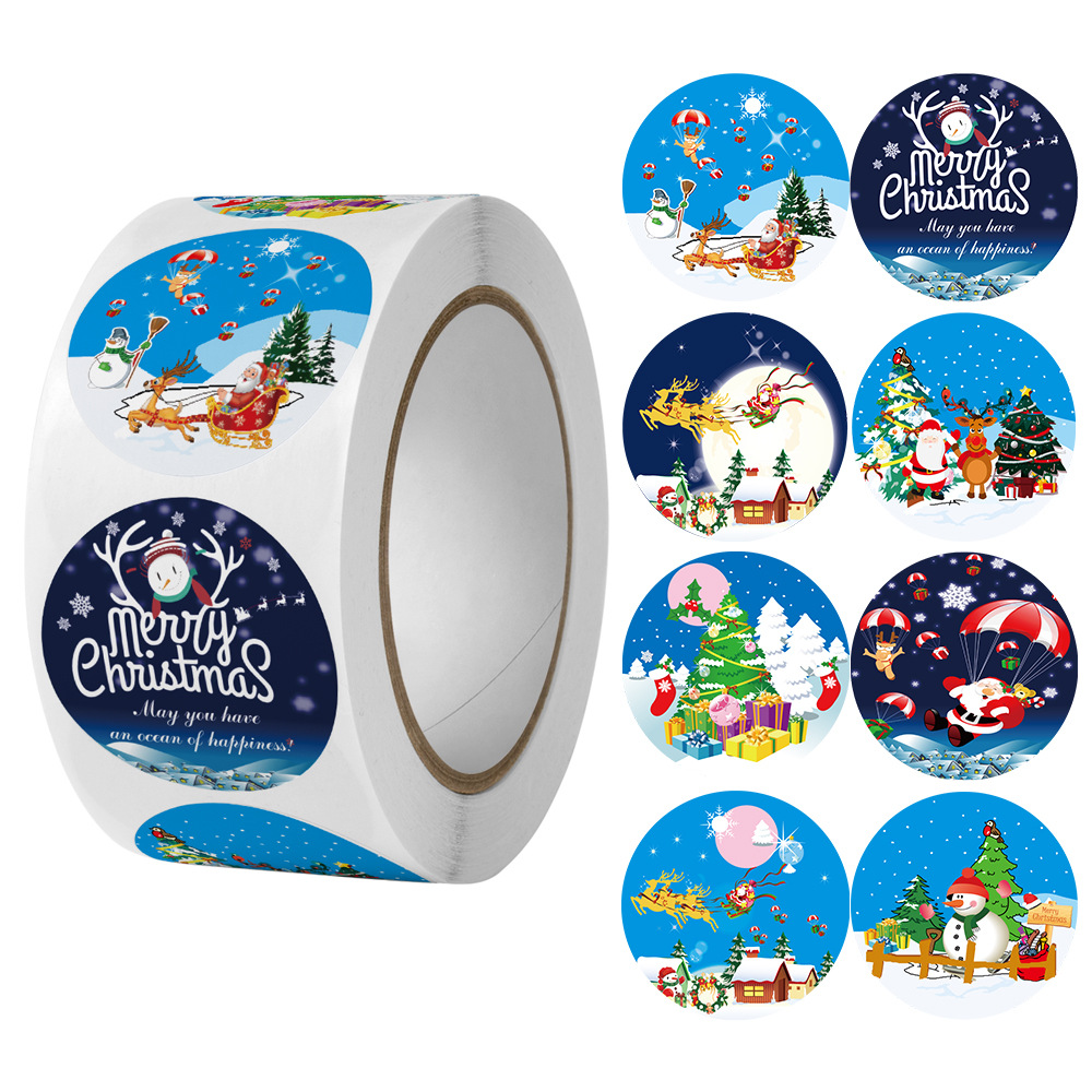 Cuộn 500 tem Sticker Hình  Noel dễ thương  - 2.5cm