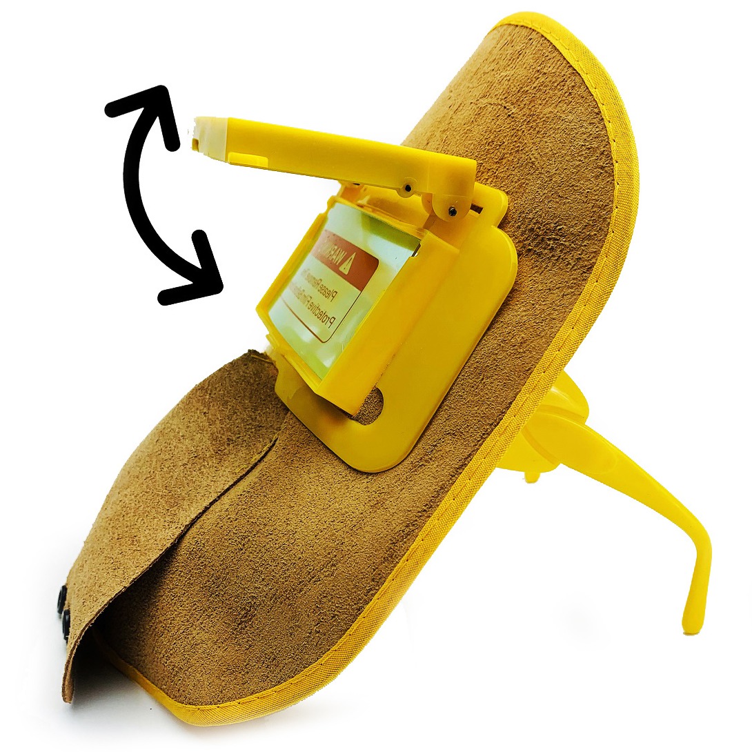 Mặt nạ hàn điện tử da bò chống cháy, gọn nhẹ nhưng bảo vệ được cả đôi mắt và gương mặt bạn  - phụ kiện may han hoi  - Bảo hành 1 đổi 1