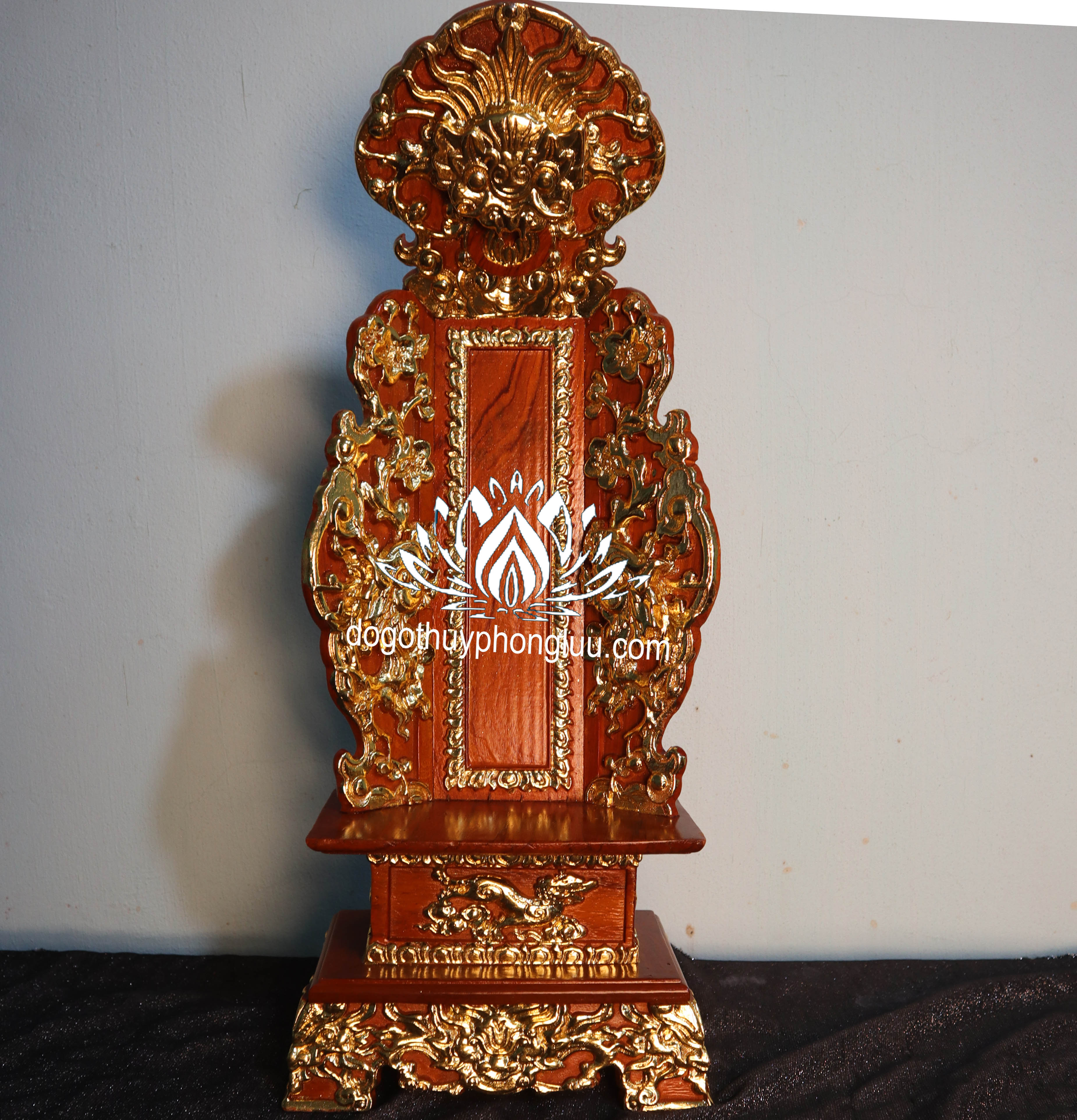 Bài vị bàn thờ song long cúng gia tiên gỗ gõ cao 48,61,67cm