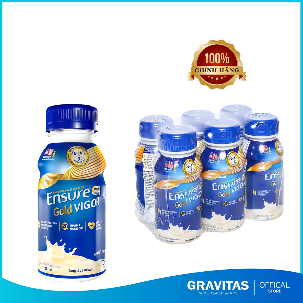 Thùng 24 Chai Sữa Nước Ensure Gold Vigor Vani (HMB) 237ml.