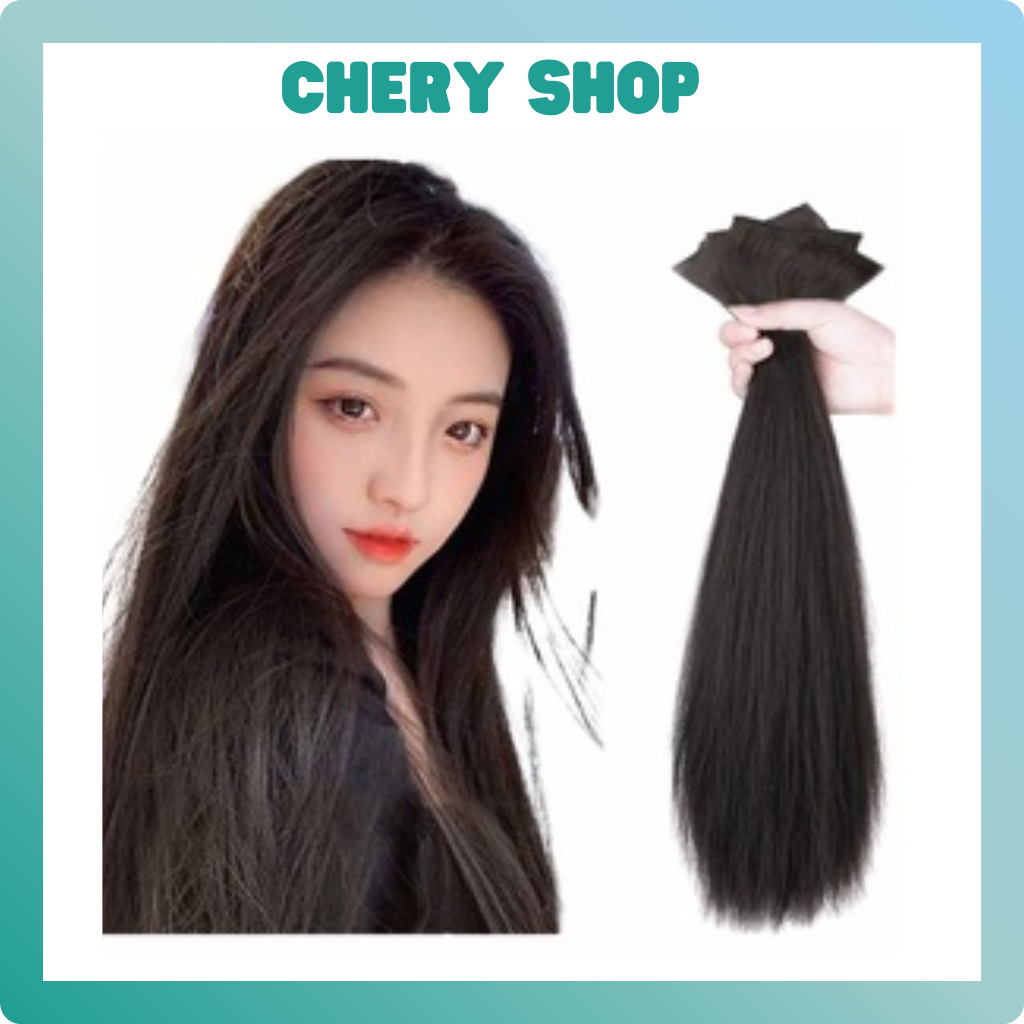 Tóc giả kẹp phím phồng thẳng combo 3 phím giúp làm dày và dài tóc
