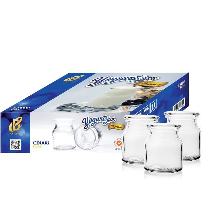 Hộp 12 Hủ Thủy Tinh Đựng Sữa Chua 100ml