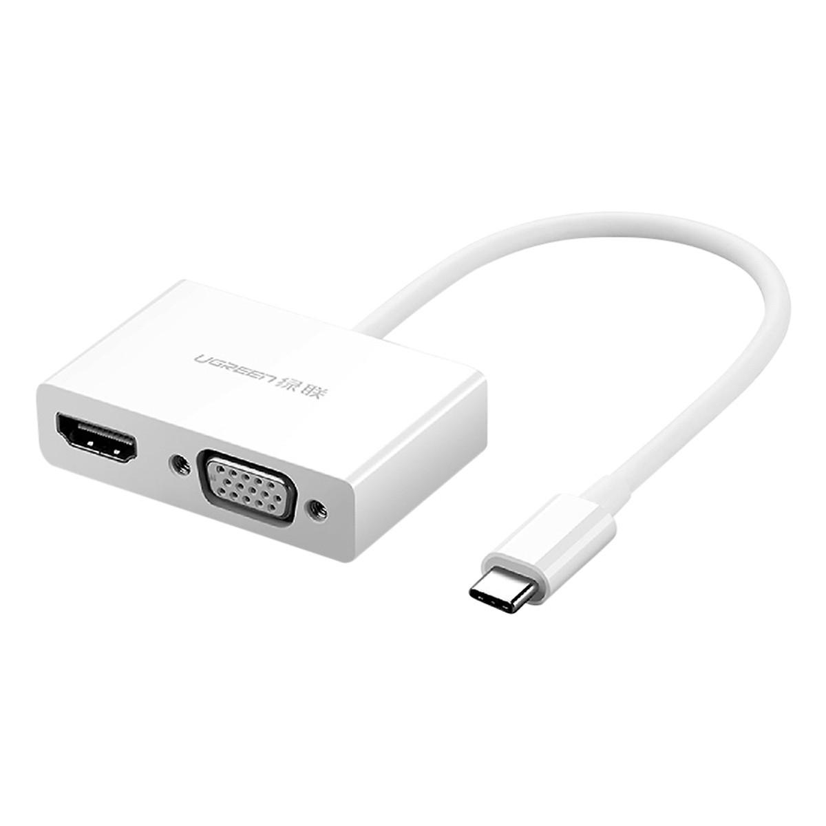 Cáp Chuyển USB Type C sang HDMI và VGA Ugreen 30843 (Trắng) Chính Hãng