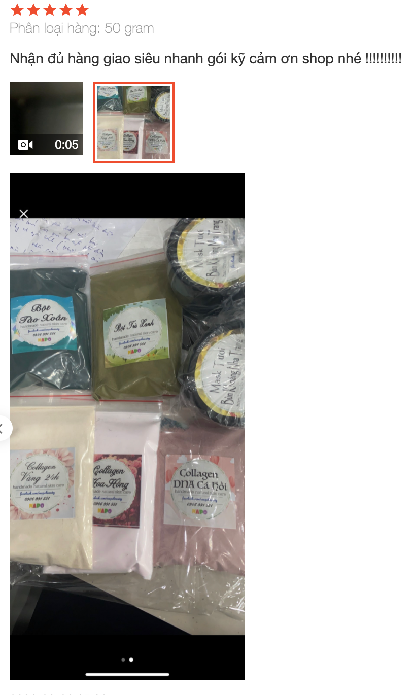 Bột Collagen Vàng Mỹ Phẩm Handmade - Đắp mặt & ủ body